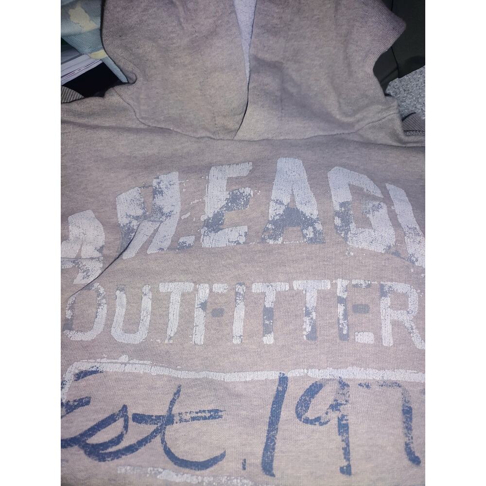 American Eagle Outfitters Brown Tan Hoodie Sweatshirt 1977 Logo Cotton - Picture 3 of 9